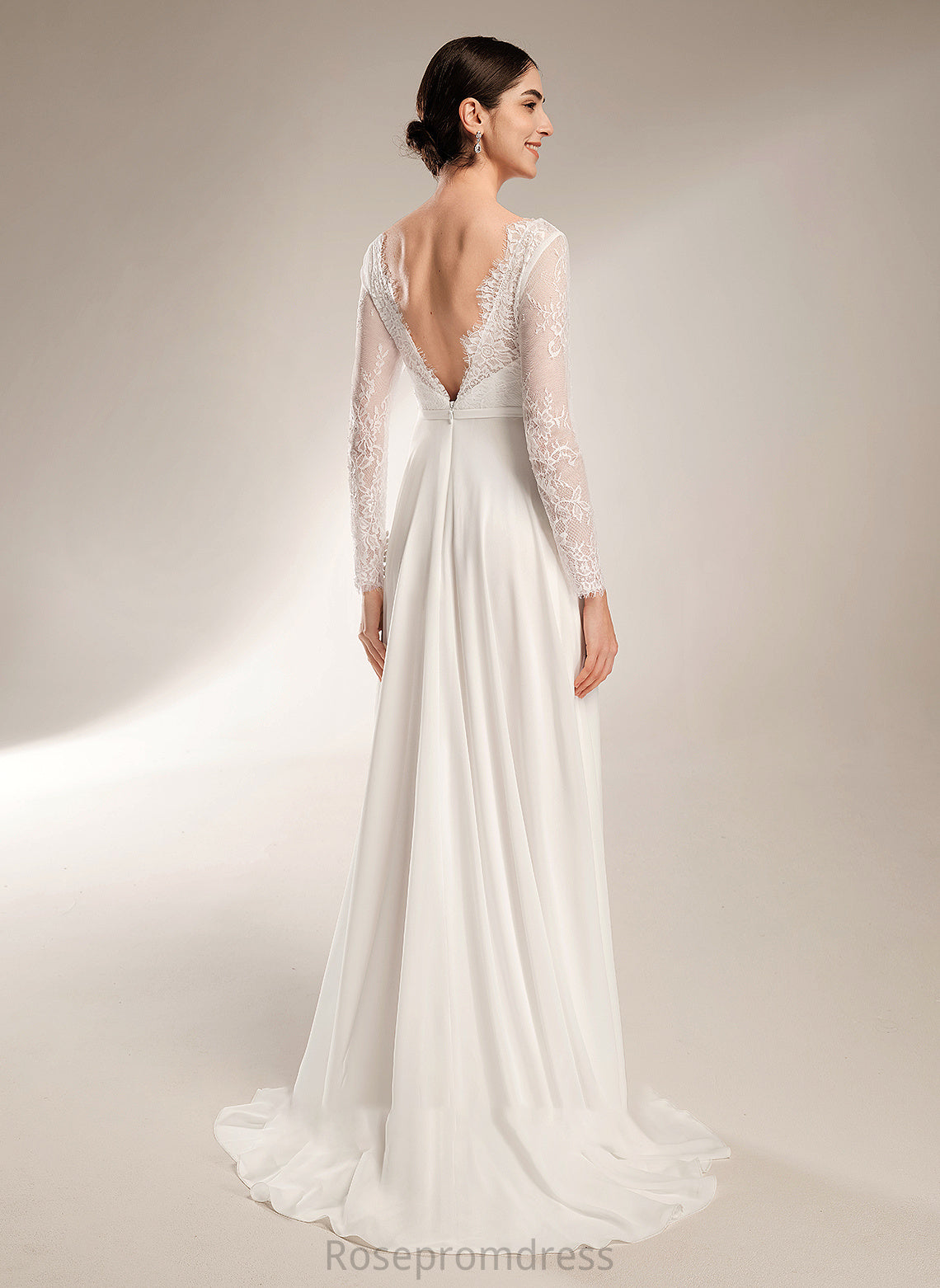 Anahi Sweep Dress A-Line Wedding V-neck Wedding Dresses Train
