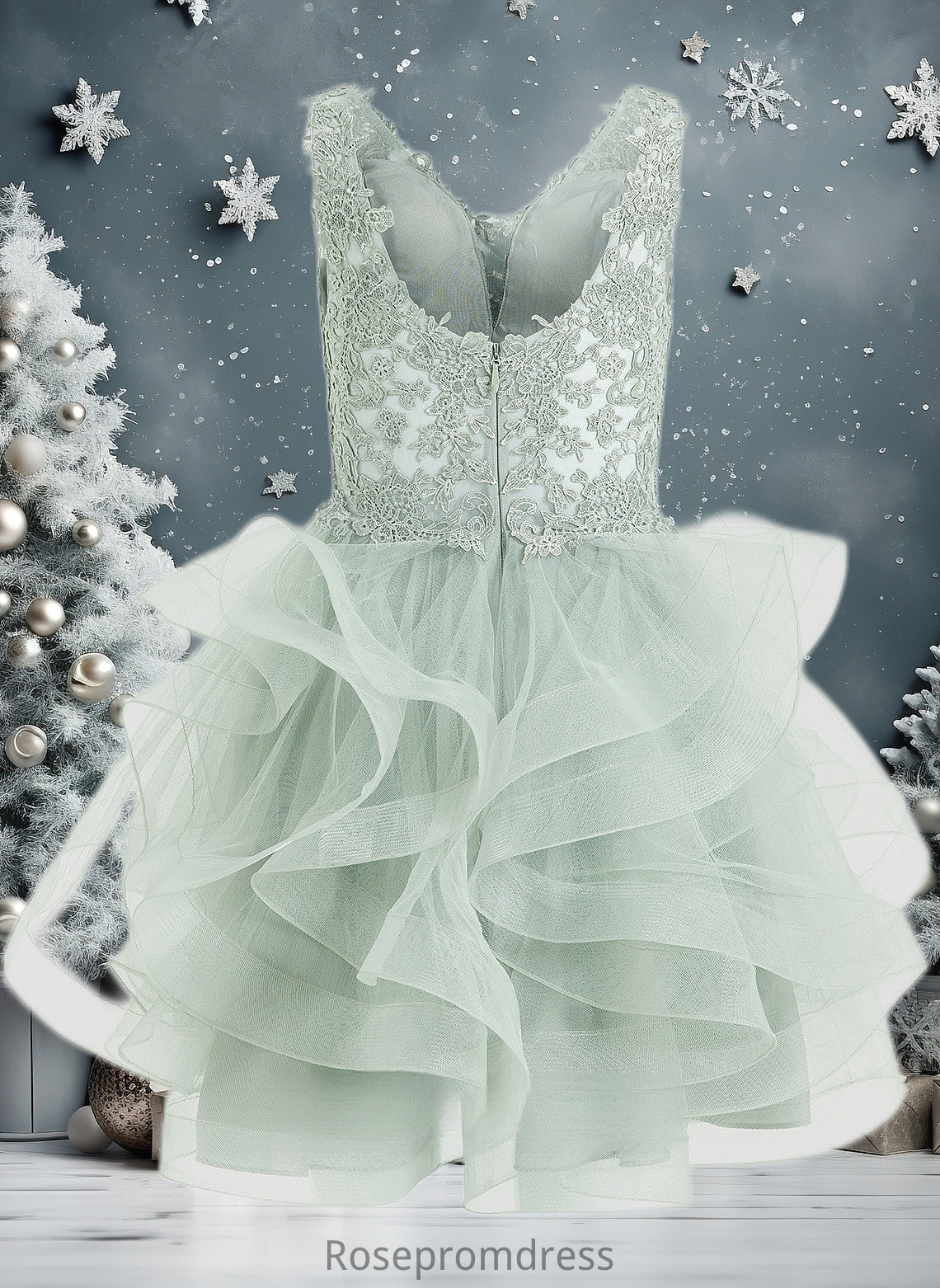 Libby Ball-Gown/Princess V-Neck Short Tulle Lace Homecoming Dress DSP0025671