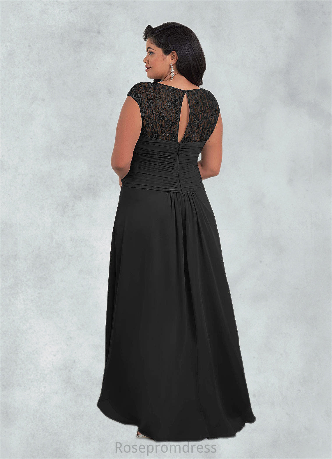 Adelaide A-Line Lace Chiffon Asymmetrical Dress SRSP0019845