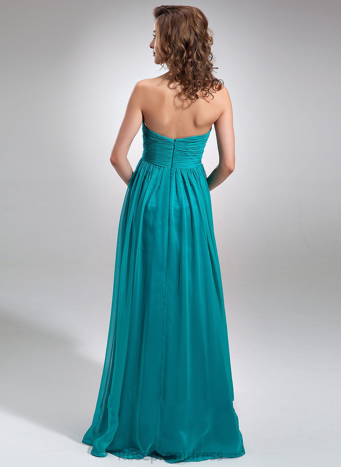 Ruffle Fabric Floor-Length Embellishment Neckline Sweetheart Empire Length Silhouette Carmen A-Line/Princess Natural Waist Bridesmaid Dresses