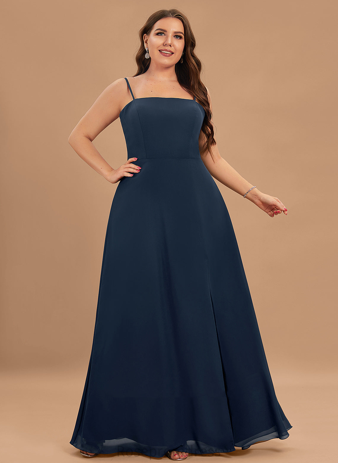 Silhouette Neckline A-Line Length Fabric Straps&Sleeves Square Floor-Length Rosa Satin Sleeveless Natural Waist Bridesmaid Dresses