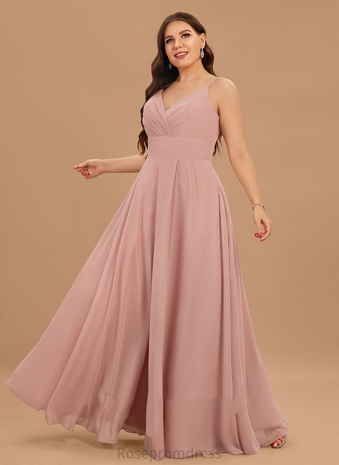 Length V-neck Fabric A-Line Silhouette Ruffle Neckline Floor-Length Embellishment Lisa Empire Waist A-Line/Princess Bridesmaid Dresses