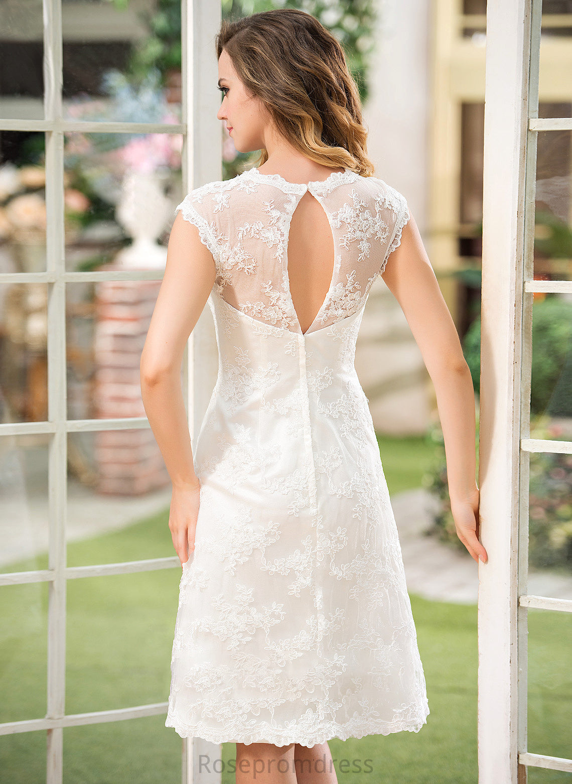 Knee-Length Dress A-Line Sophia Wedding Dresses Scoop Wedding Neck Lace