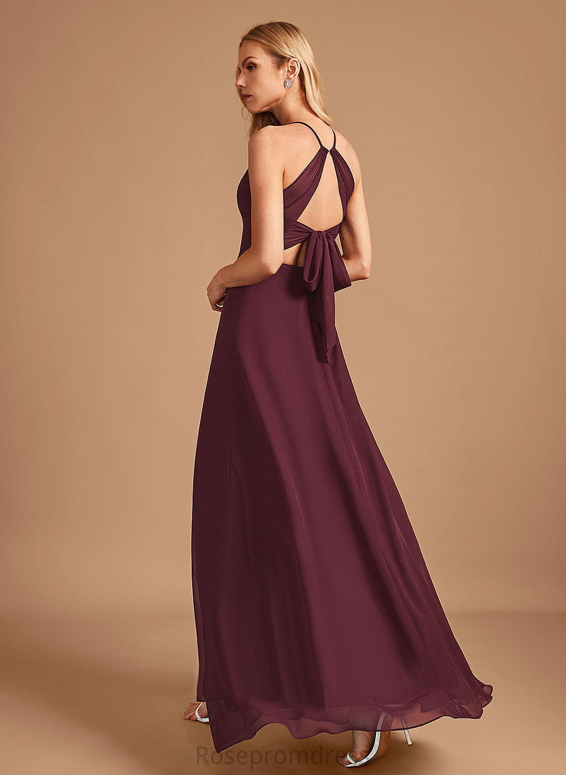 Silhouette Fabric Neckline HighNeck Floor-Length A-line Length Straps&Sleeves Judy Bridesmaid Dresses