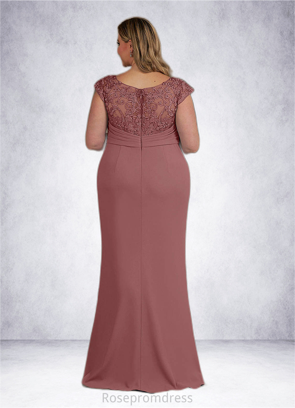 Jacquelyn Mermaid Lace Stretch Crepe Floor-Length Dress SRSP0019898