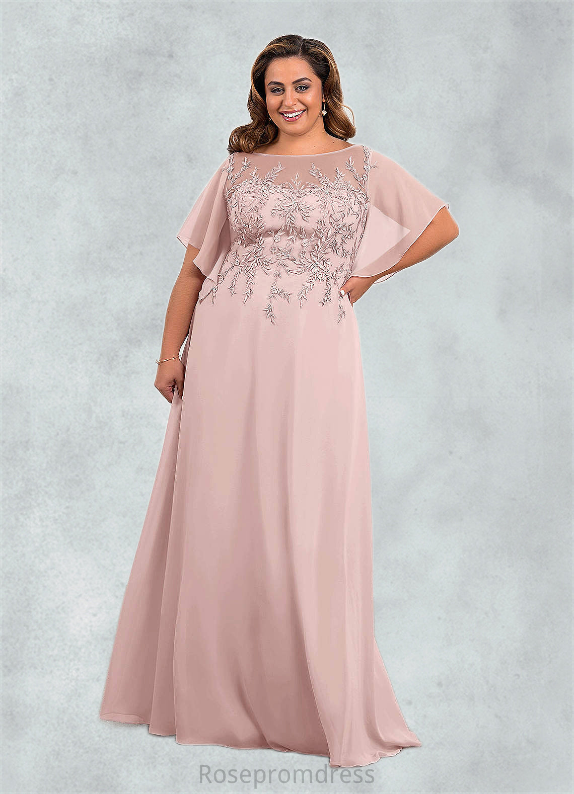 Eliana A-Line Sequins Chiffon Floor-Length Dress SRSP0019873