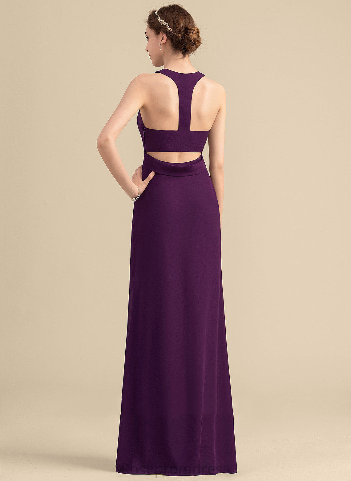 Straps&Sleeves A-line Scoop Length Silhouette Floor-Length Neckline Fabric Natalie Bridesmaid Dresses