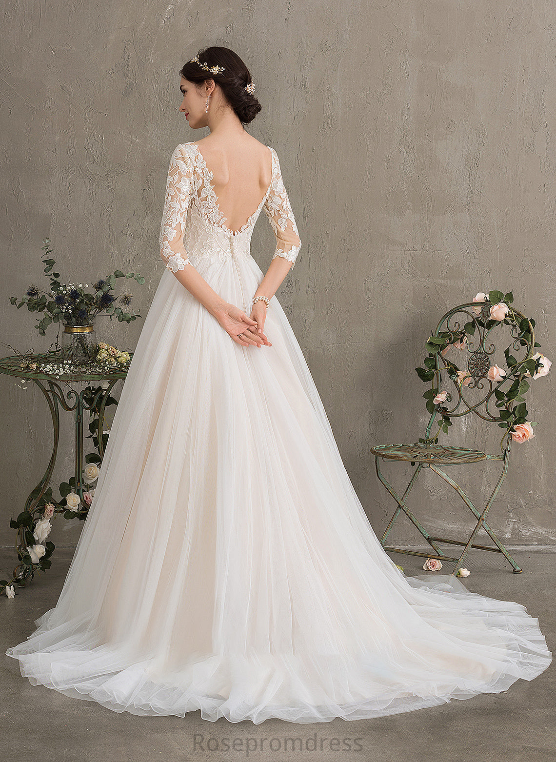 Ball-Gown/Princess Dress Neck Wedding Tulle Sequins Wedding Dresses Train With Scoop Court Lillie