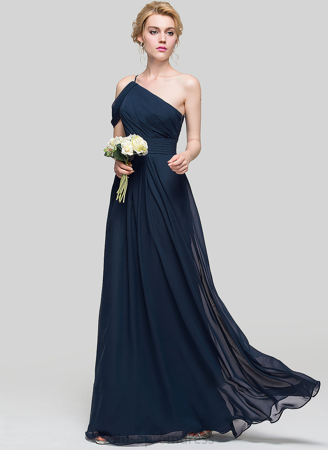 Length Fabric One-Shoulder A-Line Embellishment Floor-Length Neckline Silhouette Ruffle Lillie Scoop Floor Length Bridesmaid Dresses