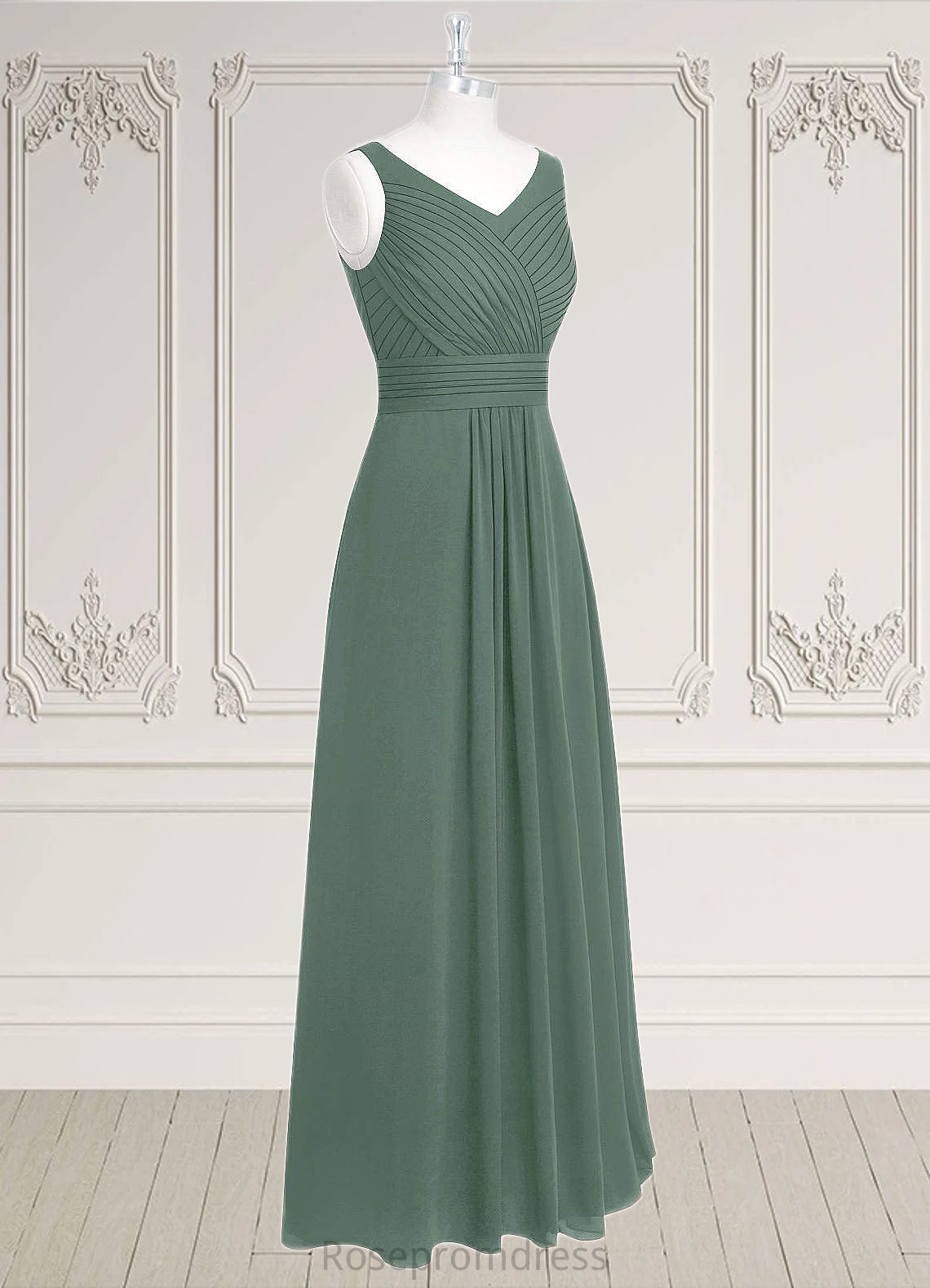 Allison A-Line Pleated Chiffon Floor-Length Dress SRSP0019658