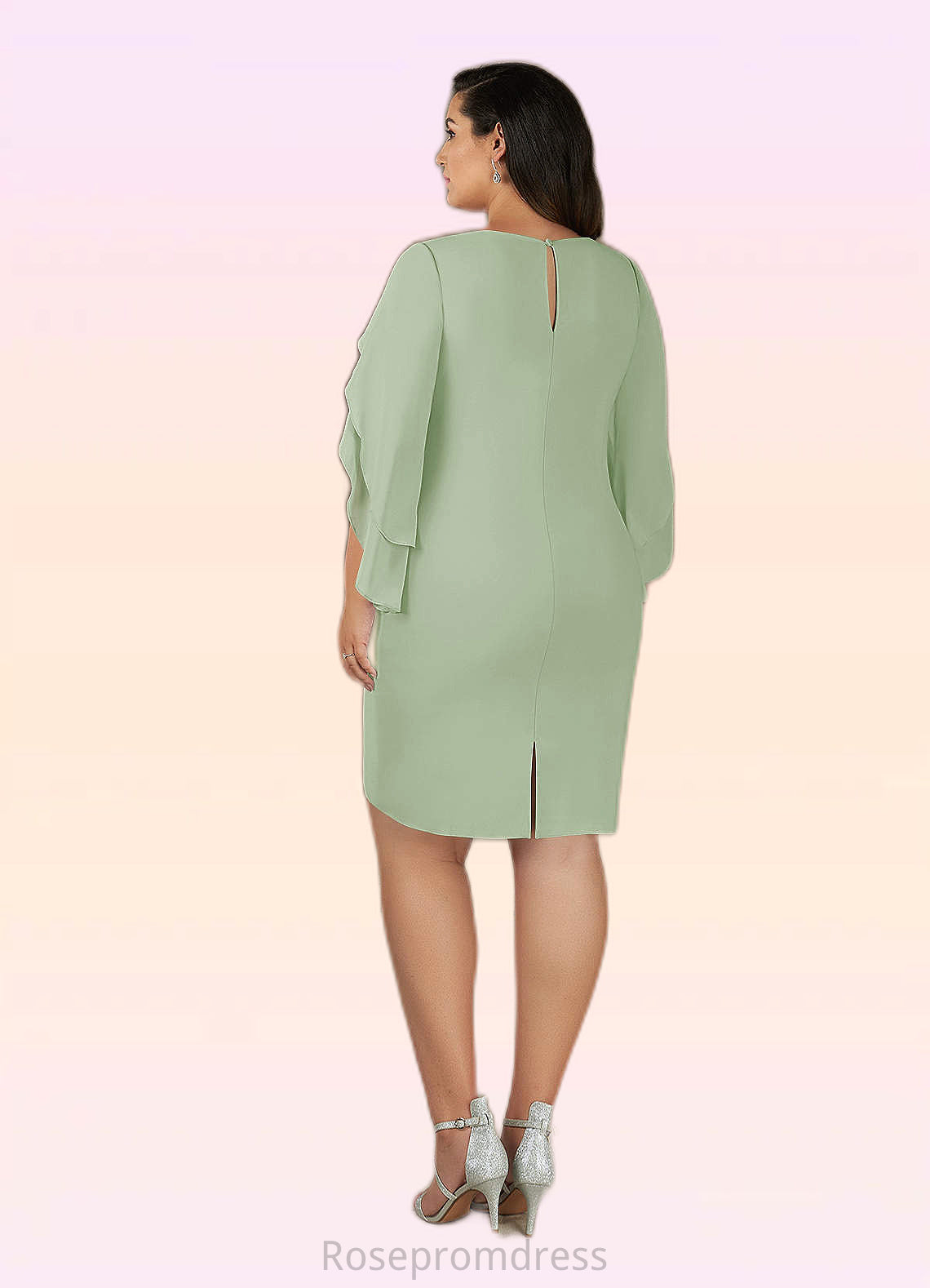 Samara Sheath Ruched Stretch Chiffon Knee-Length Dress SRSP0019895