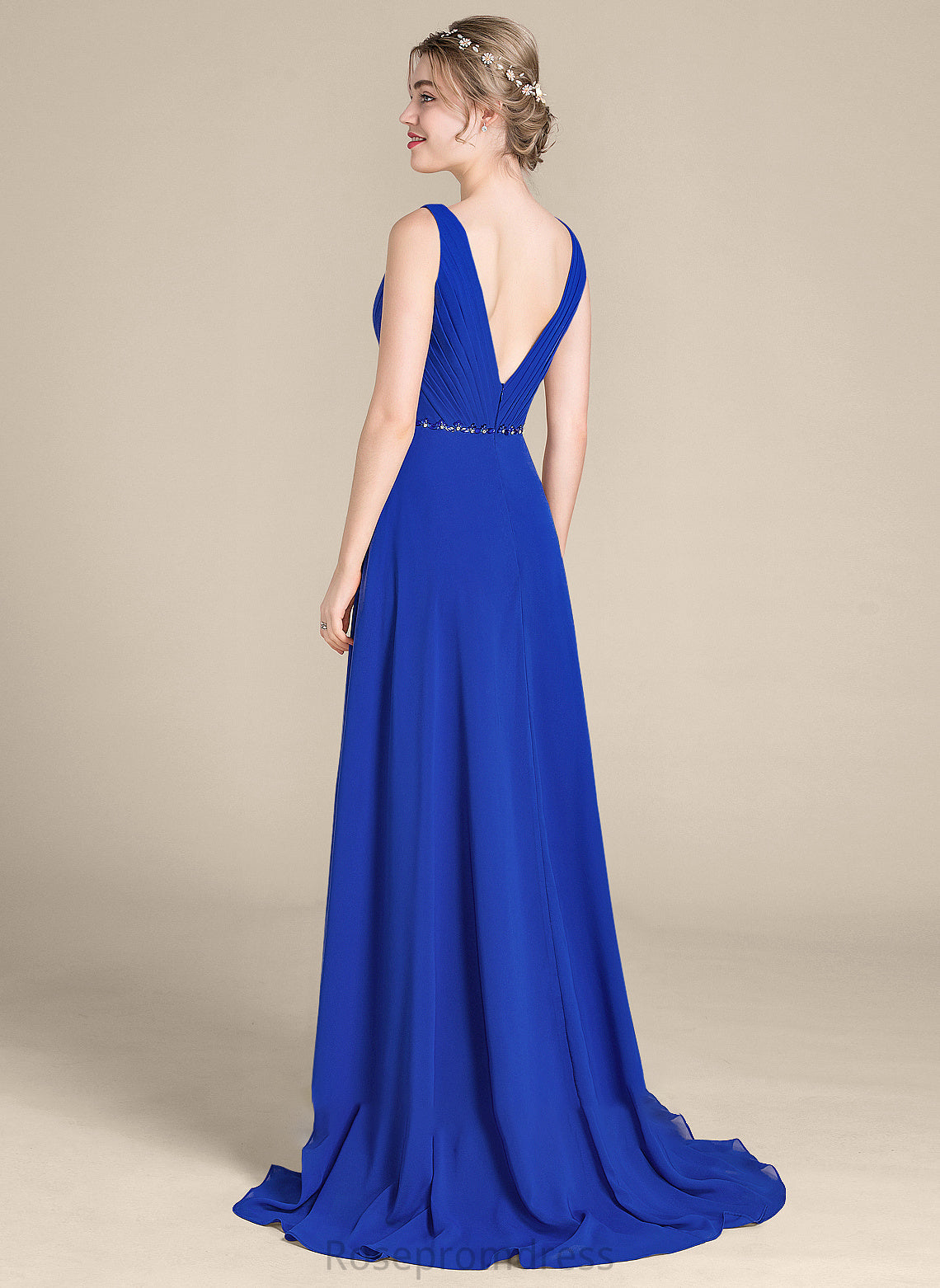 Prom Dresses Beading Chiffon Sequins Raven V-neck With A-Line Ruffle Asymmetrical