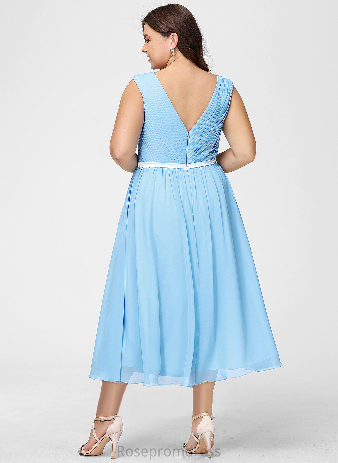 Silhouette Fabric Length Straps&Sleeves Tea-Length A-line Charmeuse Neckline V-Neck Zara Bridesmaid Dresses