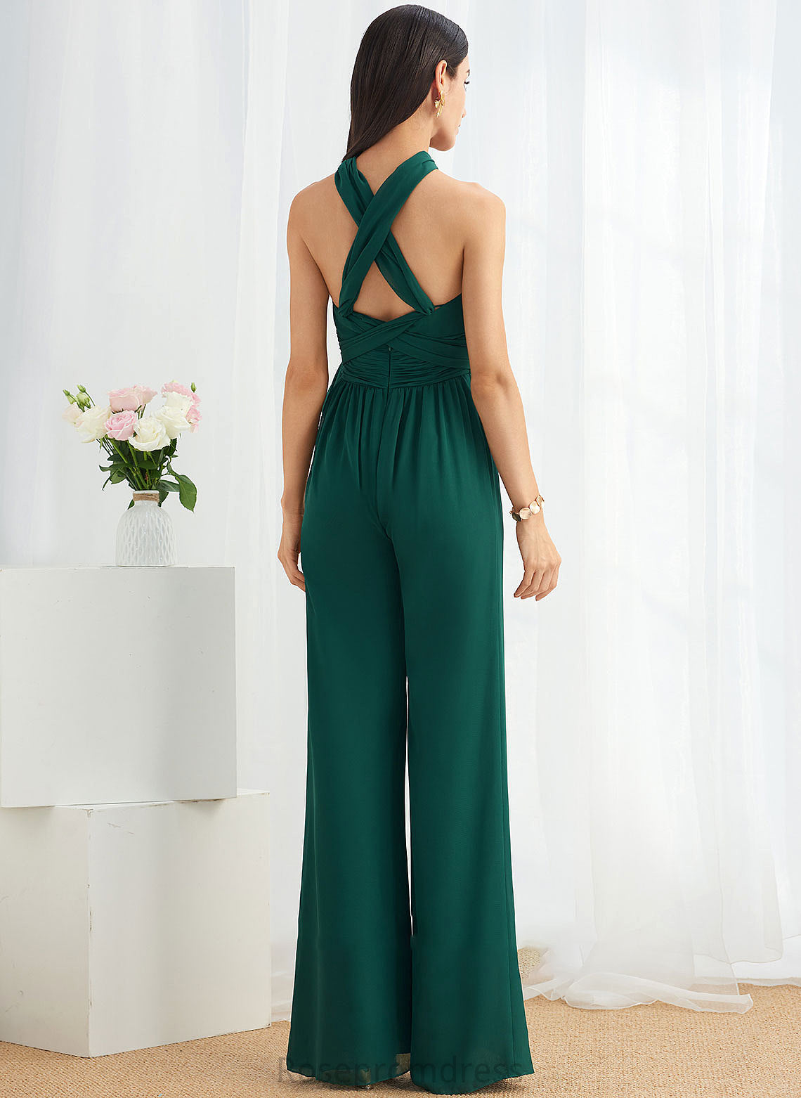 Fabric One-Shoulder Straps Neckline Ruffle Length Embellishment Floor-Length HighNeck Halter V-neck Athena Bridesmaid Dresses