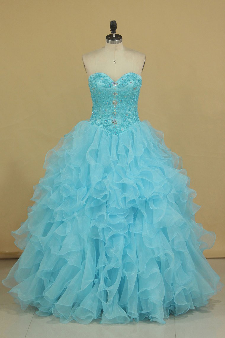 2024 Sweetheart Beaded Bodice Organza Quinceanera Dresses Floor Length