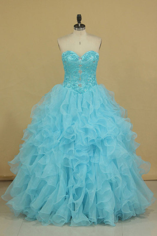 2024 Sweetheart Beaded Bodice Organza Quinceanera Dresses Floor Length