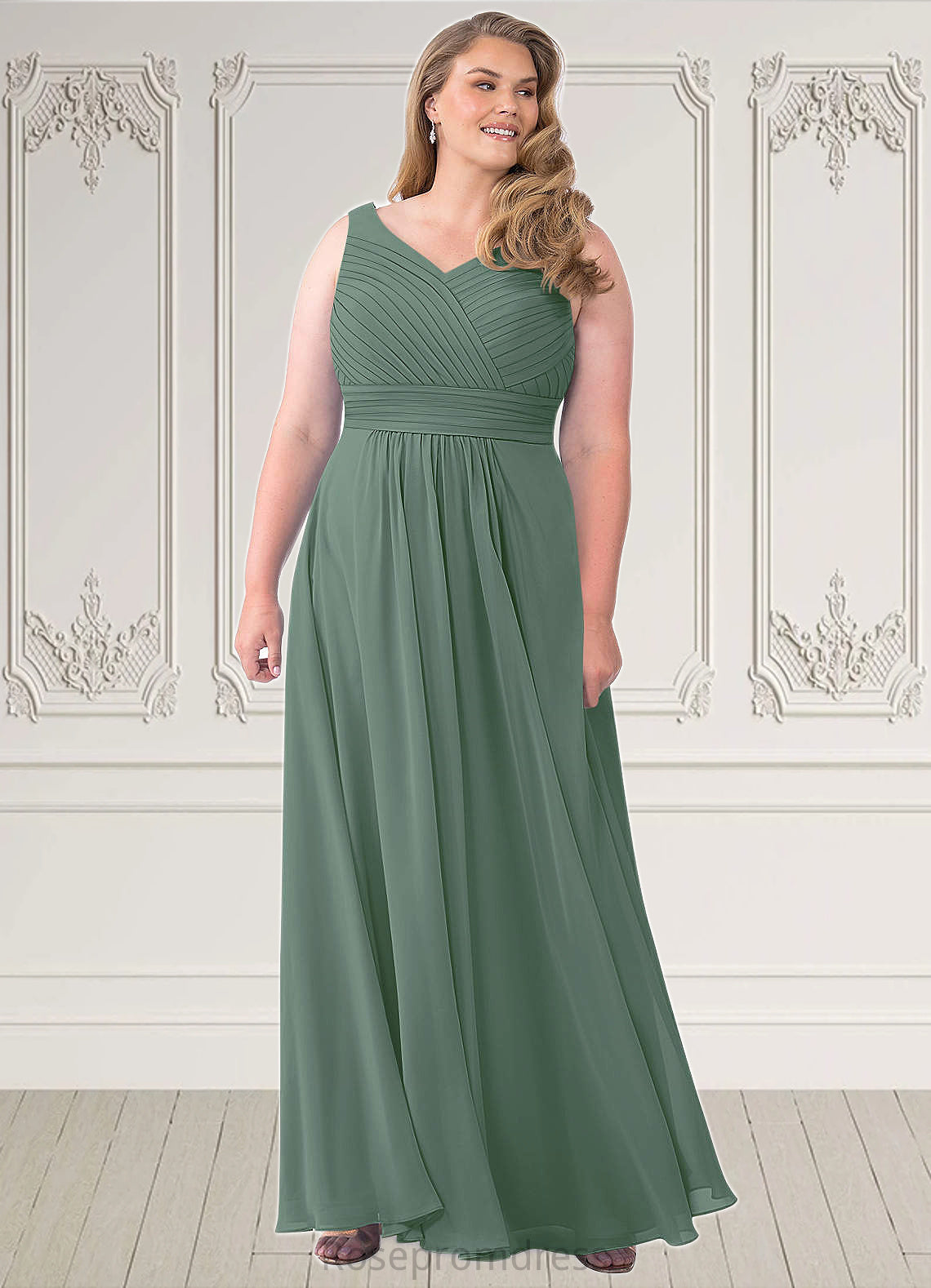 Allison A-Line Pleated Chiffon Floor-Length Dress SRSP0019658