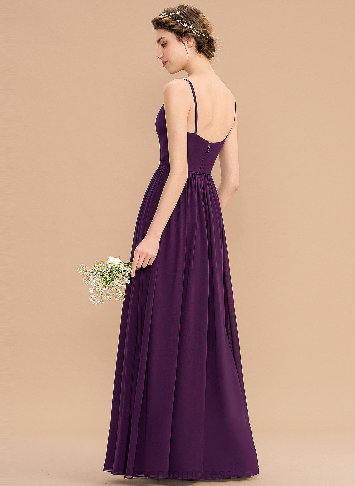 Silhouette Fabric Beading Floor-Length V-neck Length Sequins Pockets Neckline Embellishment A-Line SplitFront Bridesmaid Dresses