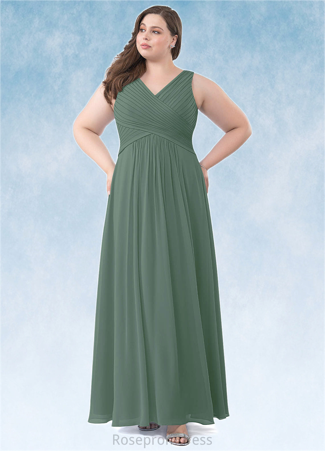 Sharon A-Line Pleated Chiffon Floor-Length Dress SRSP0019699