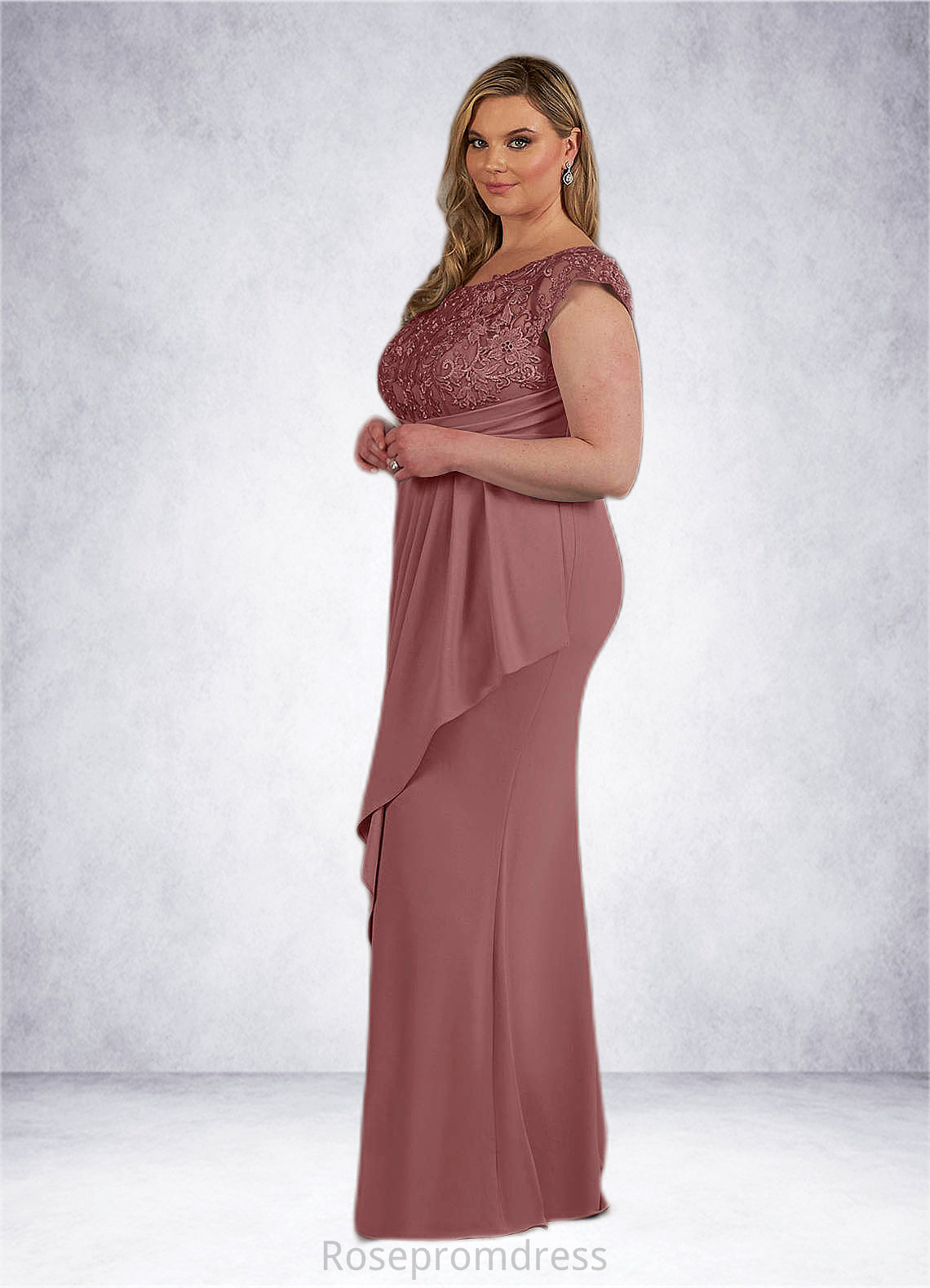 Jacquelyn Mermaid Lace Stretch Crepe Floor-Length Dress SRSP0019898