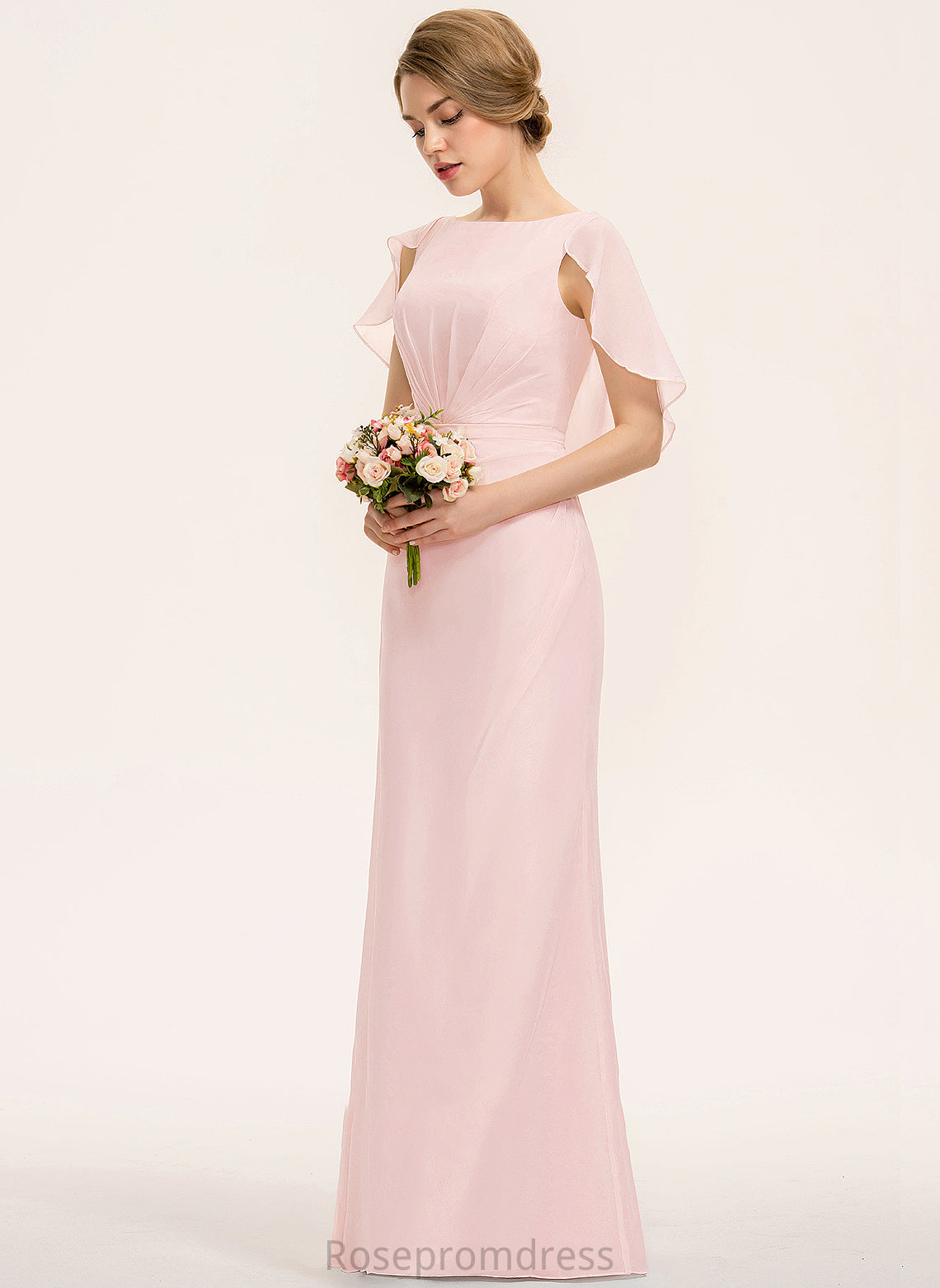A-Line Embellishment Fabric Silhouette ScoopNeck Length Floor-Length Neckline CascadingRuffles Christina Natural Waist A-Line/Princess Bridesmaid Dresses