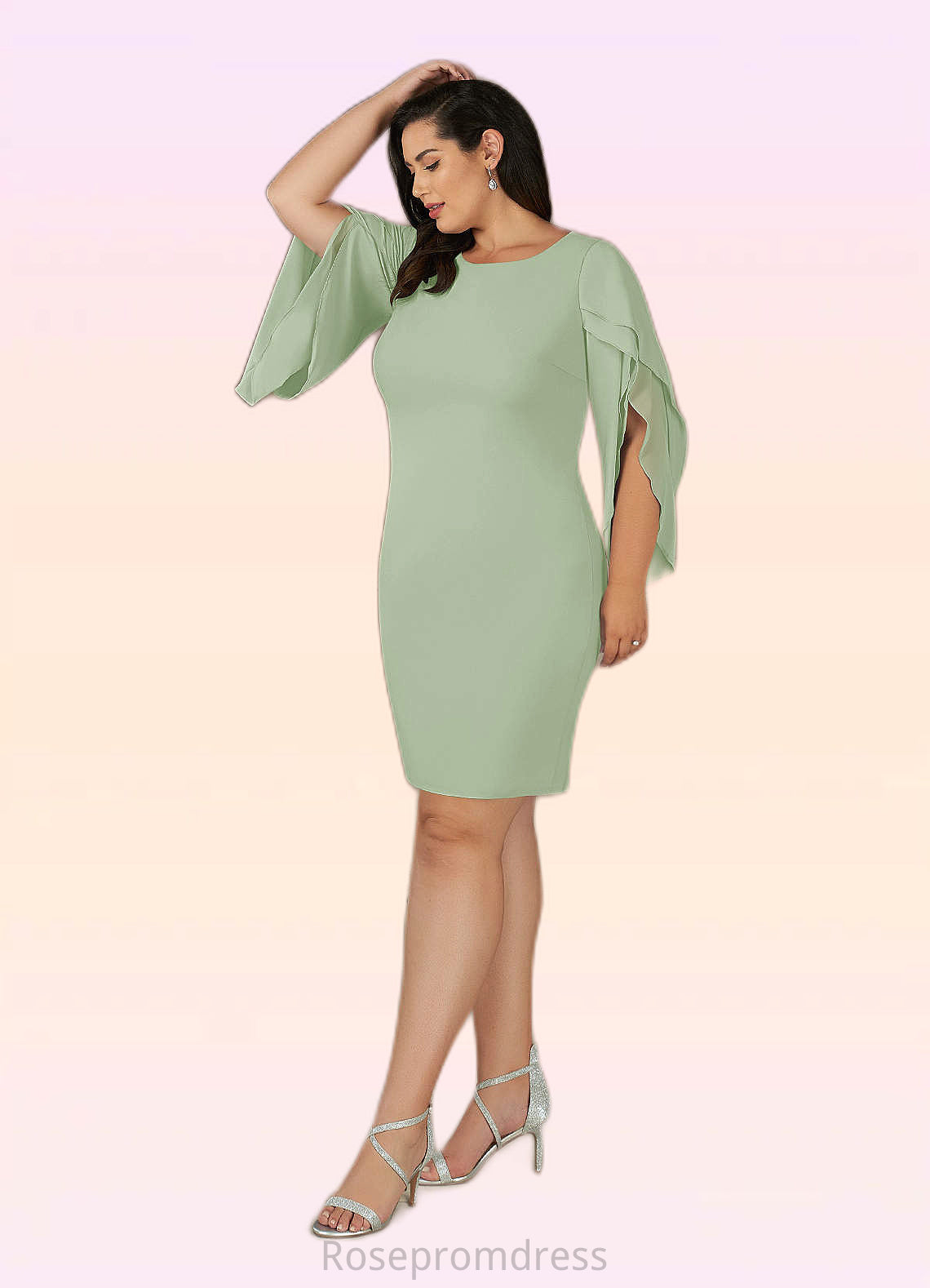 Samara Sheath Ruched Stretch Chiffon Knee-Length Dress SRSP0019895