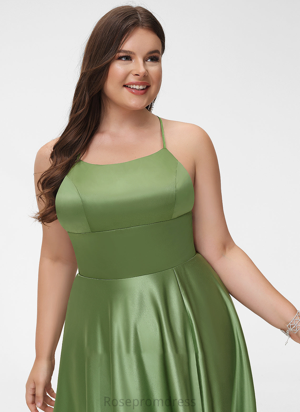 Scoop Shaylee Satin A-Line Sweep With Front Prom Dresses Neck Train Split