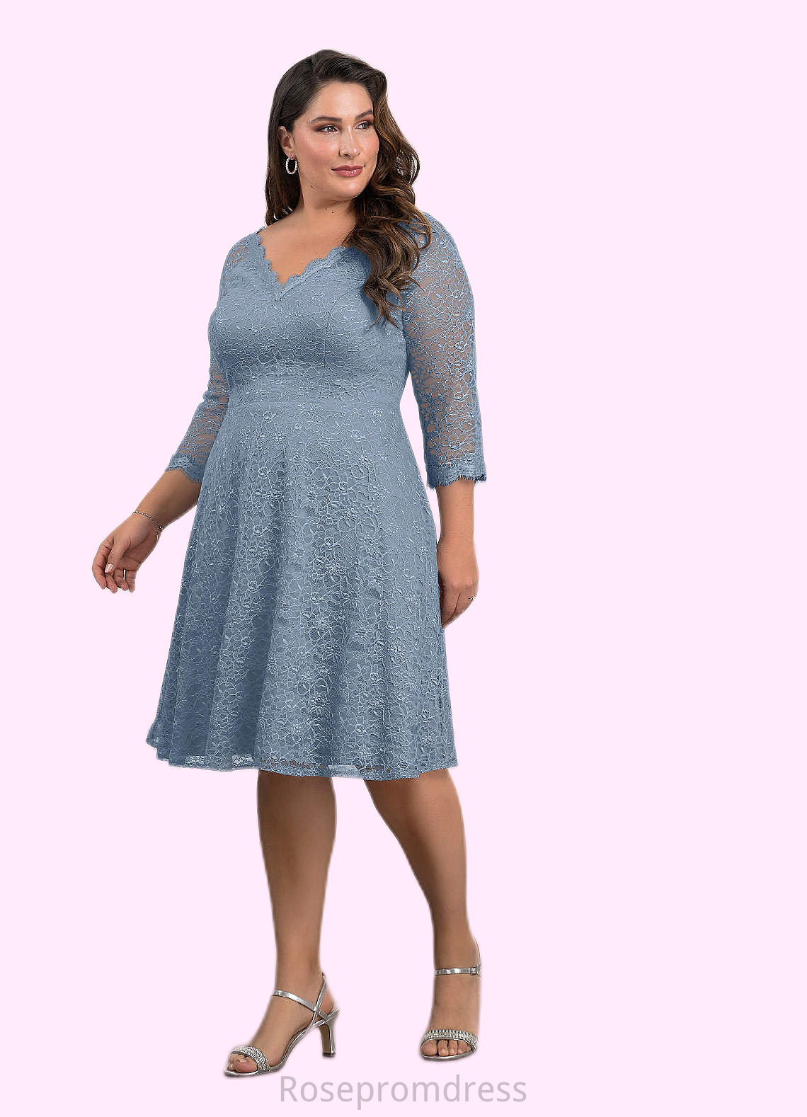 Jaycee A-Line Lace Knee-Length Dress SRSP0019899