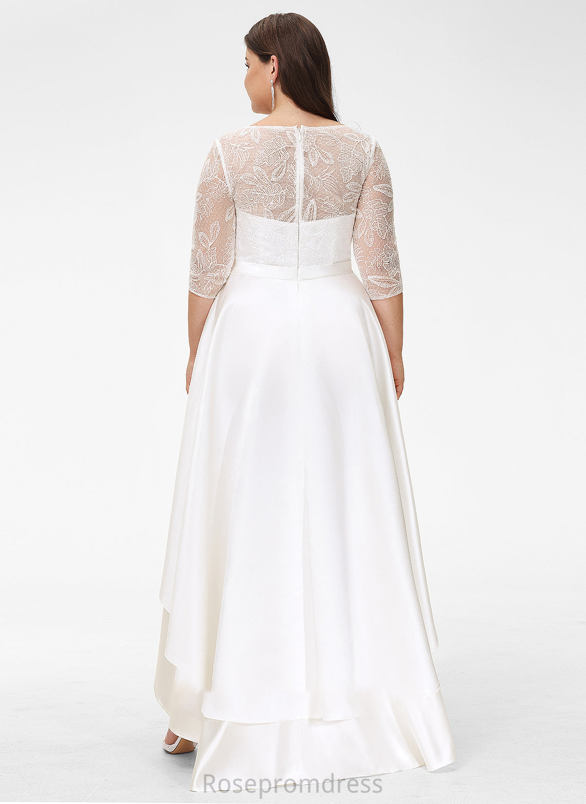 Asymmetrical Neck Scoop Wedding Dresses Wedding Sophie Satin Lace Dress A-Line