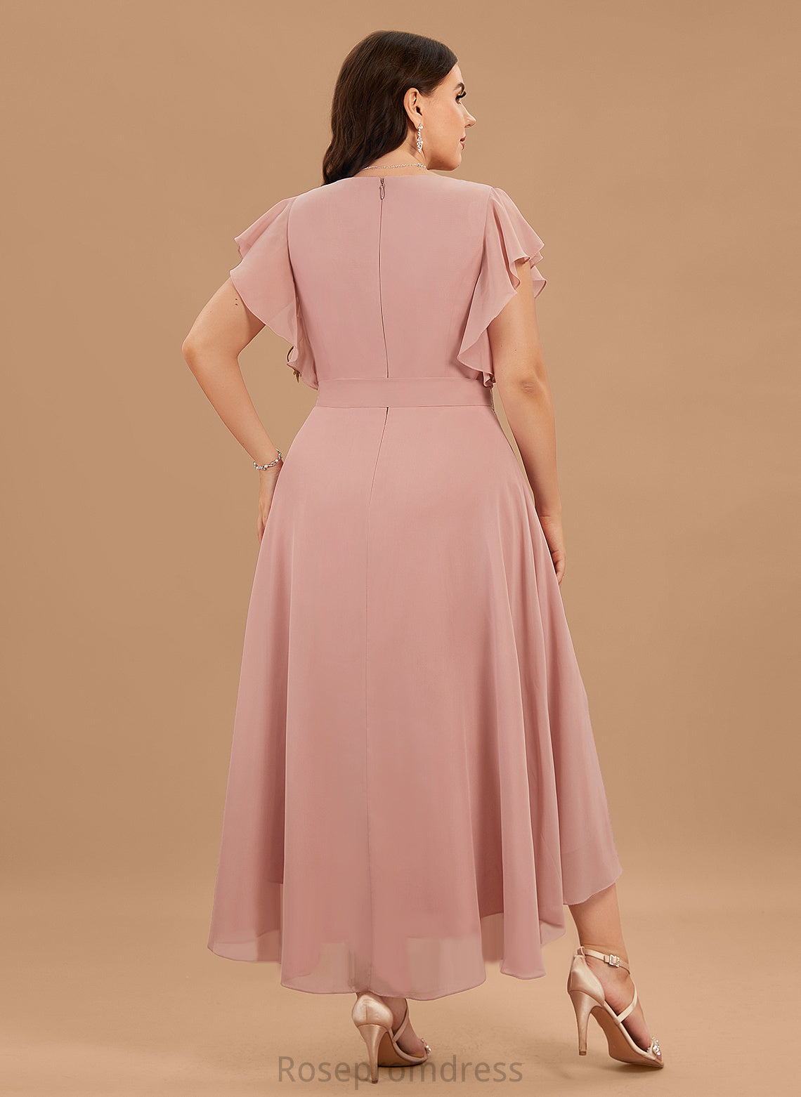 Silhouette Neckline A-line BackZip Fabric Embellishment V-Neck BackStyle Chloe Bridesmaid Dresses