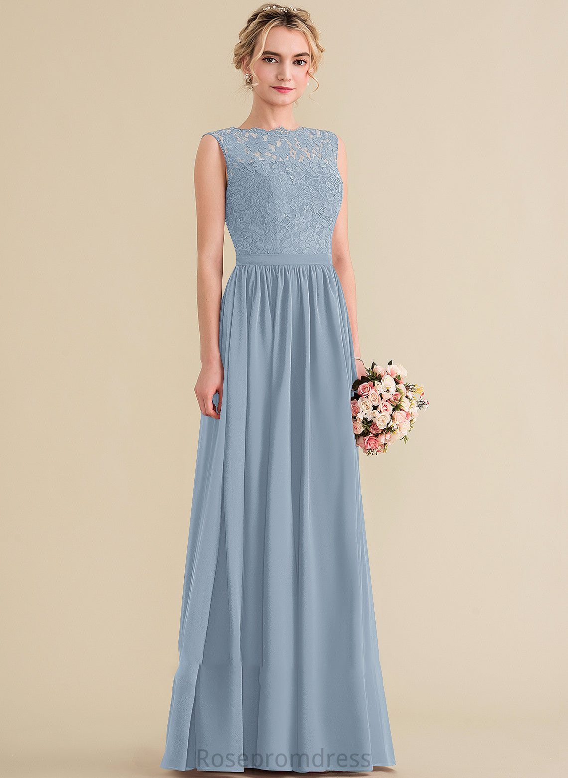 ScoopNeck Length Silhouette Embellishment SplitFront A-Line Fabric Floor-Length Neckline Madge Floor Length Scoop Bridesmaid Dresses