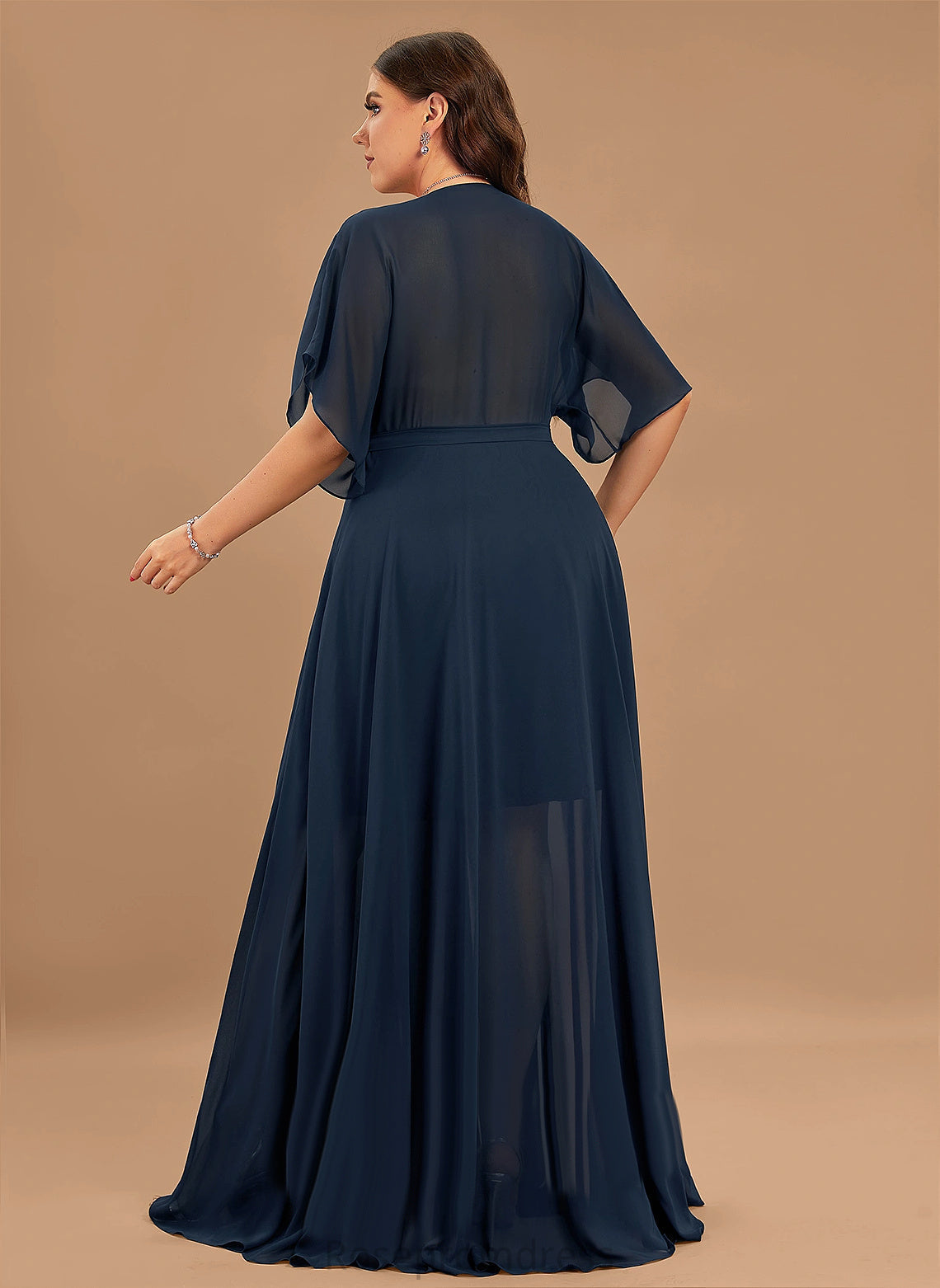 Straps&Sleeves Length Fabric V-Neck Floor-Length Silhouette Neckline A-line Ciara Tea Length Spaghetti Staps Natural Waist Bridesmaid Dresses