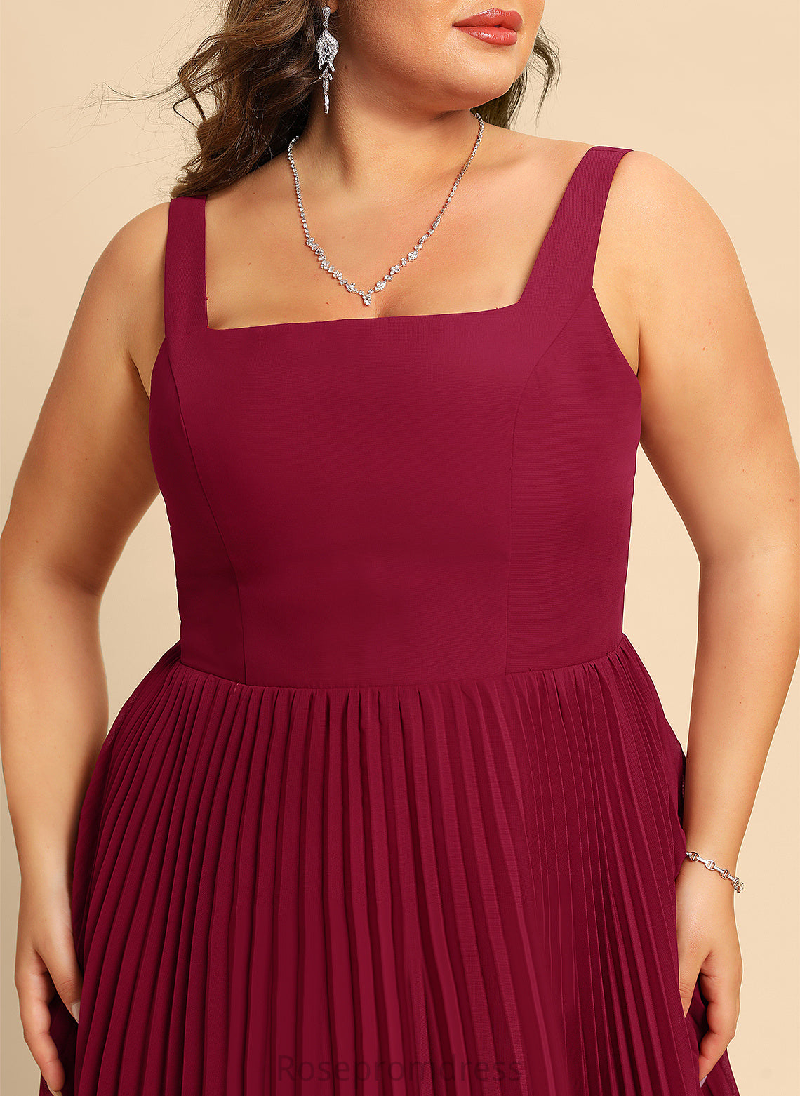 Square Cocktail Dresses Chiffon Dress Knee-Length A-Line Cocktail Ariella Pleated Neckline With