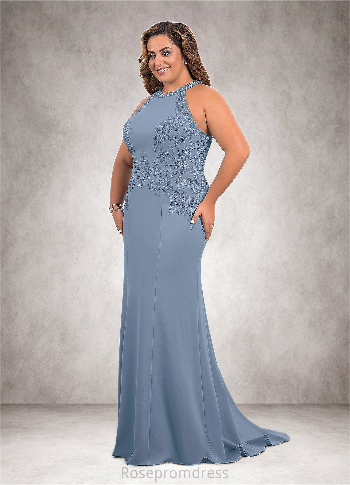 Mollie Mermaid Sequins Stretch Crepe Sweep train Dress SRSP0019825