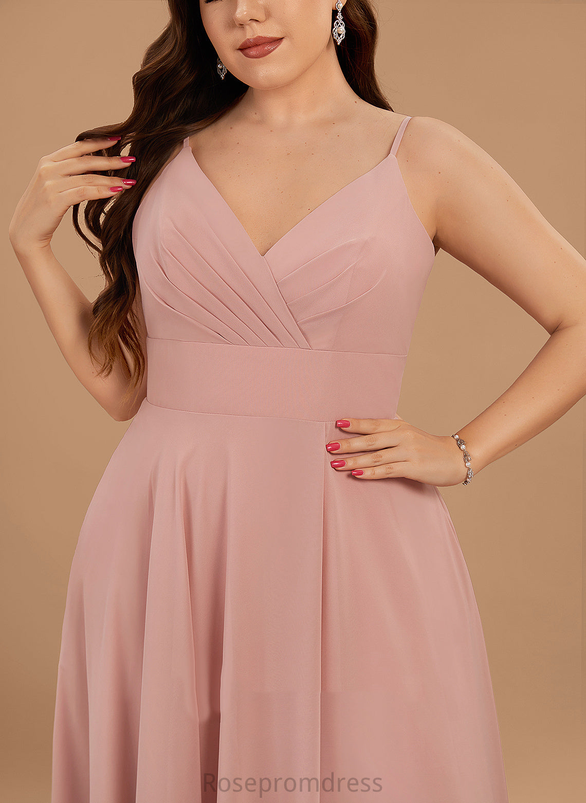 Length V-neck Fabric A-Line Silhouette Ruffle Neckline Floor-Length Embellishment Lisa Empire Waist A-Line/Princess Bridesmaid Dresses