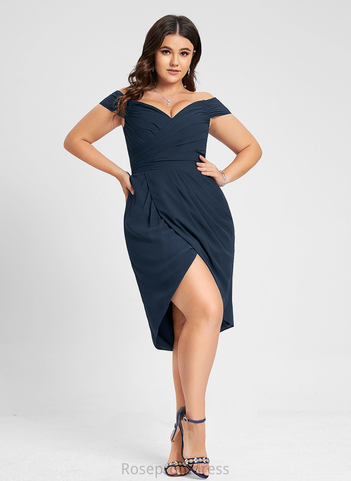 Karla Sheath/Column Dress Off-the-Shoulder Cocktail Dresses Asymmetrical Ruffle Chiffon With Cocktail