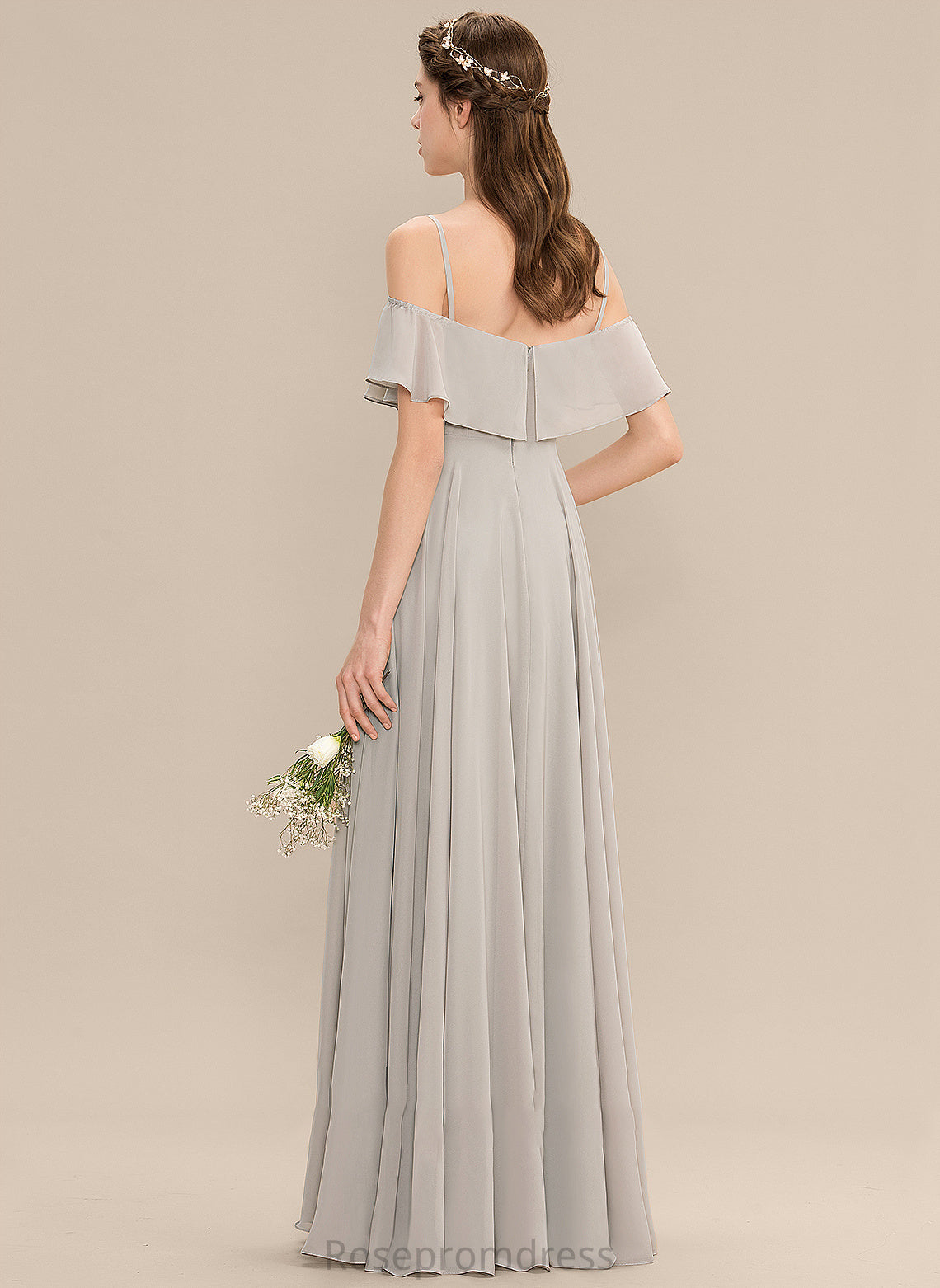 Neckline Silhouette Off-the-Shoulder Floor-Length Straps Fabric Length A-Line Melina Natural Waist A-Line/Princess Sleeveless Bridesmaid Dresses