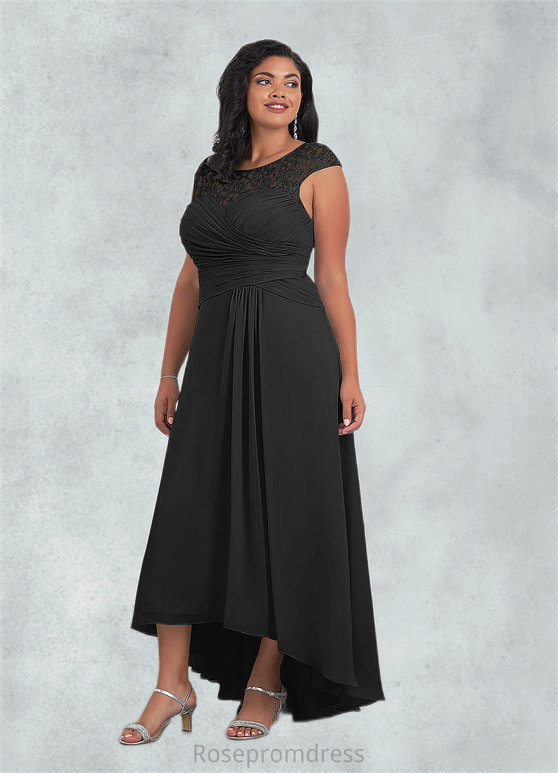 Adelaide A-Line Lace Chiffon Asymmetrical Dress SRSP0019845