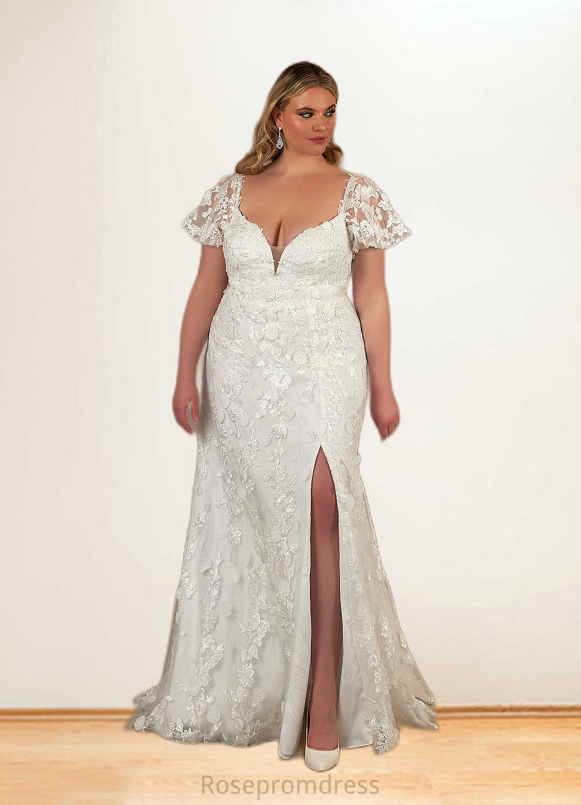 Sara A-Line Lace Sweep Train Dress SRSP0020025