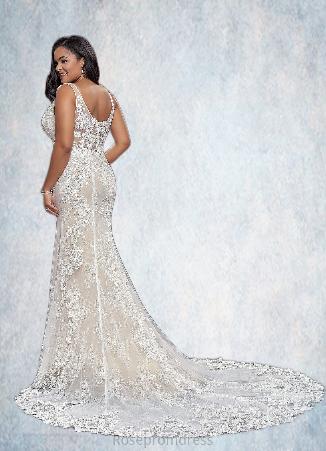 Riley Mermaid Lace Tulle Cathedral Train Dress SRSP0020074
