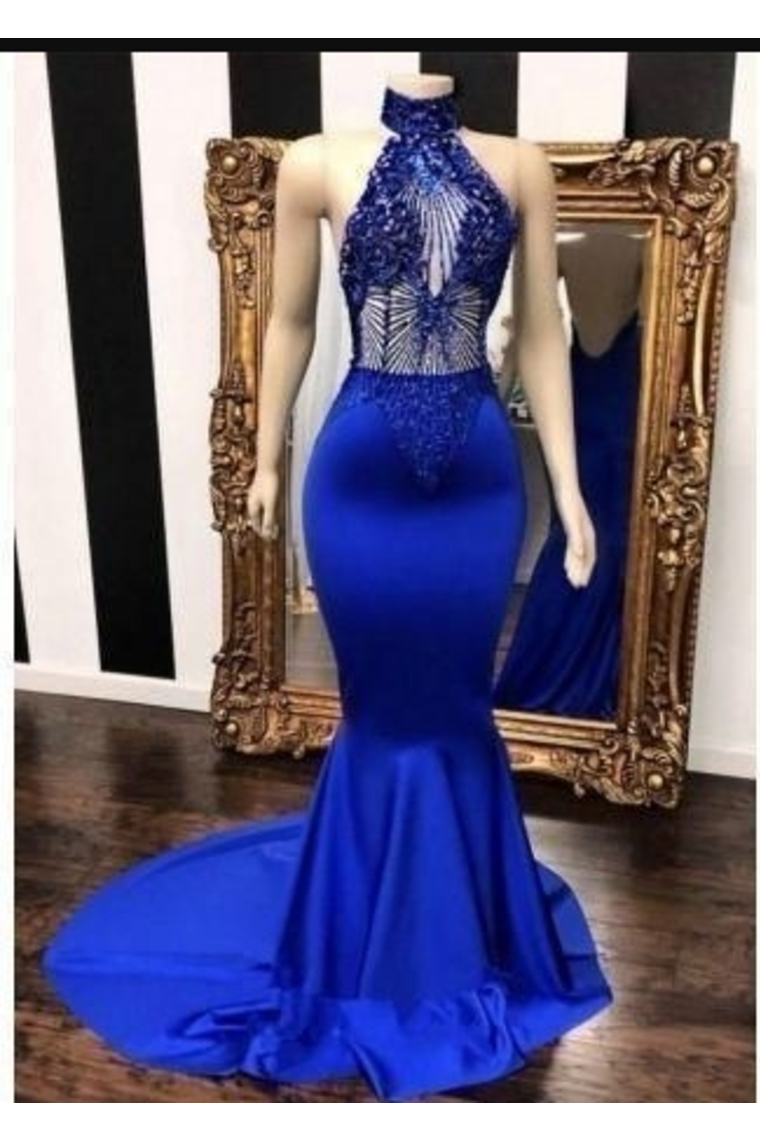 Sexy Evening Dresses Mermaid/Trumpet Halter Appliques Court SRSPSM3SECT