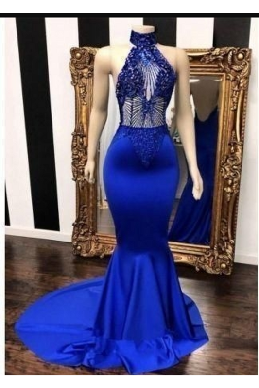 Sexy Evening Dresses Mermaid/Trumpet Halter Appliques Court SRSPSM3SECT