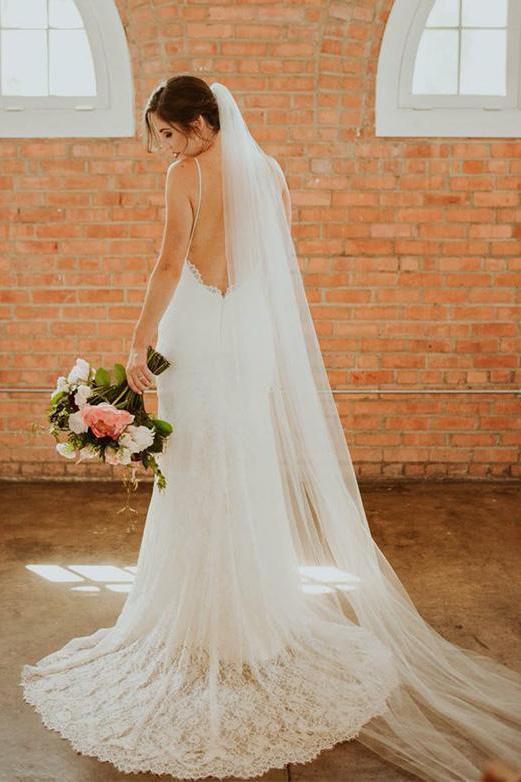 Bohemian Spaghetti Straps Sweetheart Mermaid Lace Backless Wedding Dresses W1006