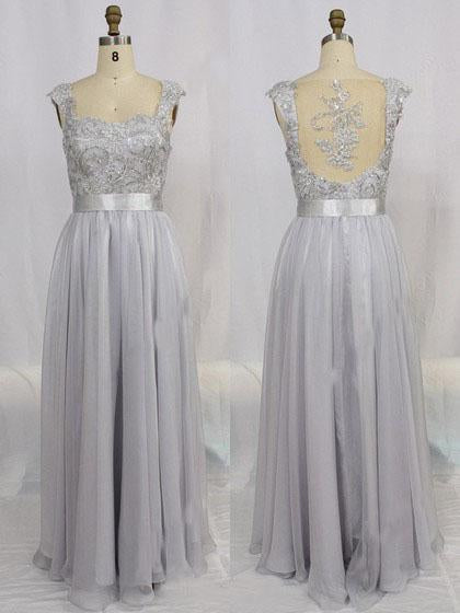 Hot V-Neck Chiffon Tulle Appliques Lace Cap Straps Sleeveless Beads Bridesmaid Dress RS697