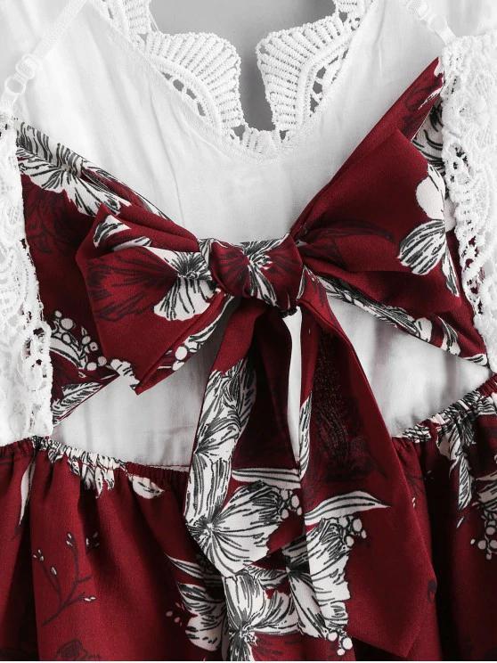 Cute A Line Spaghetti Straps V Neck White Lace Homecoming Dress Floral Print Cocktail Dress H1077