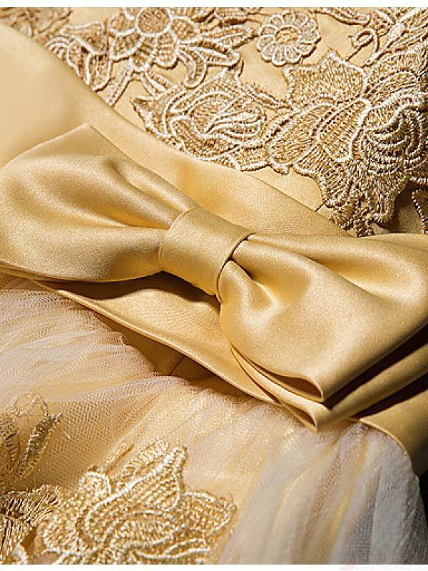 Cute Gold Strapless Mini Homecoming Dresses with Appliques Sweetheart Cocktail Dress RS941