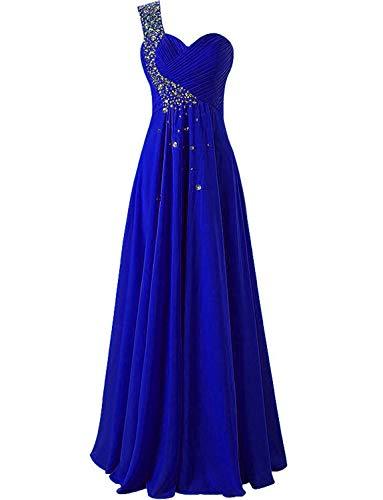One Shoulder Long Bridesmaid Prom Dresses Chiffon Evening Gowns RS211