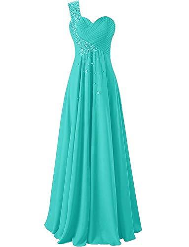 One Shoulder Long Bridesmaid Prom Dresses Chiffon Evening Gowns RS211