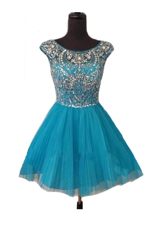 Blue Short Prom Dresses Homecoming Gowns Fitted Party Dress Sparkly Cocktail Dress RS898
