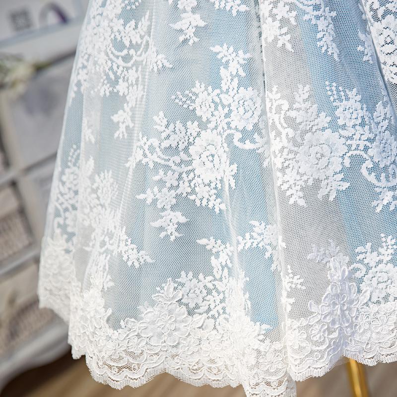 Halter Light Sky Blue Lace Appliques Homecoming Dresses with Lace up Cocktail Dresses H1125